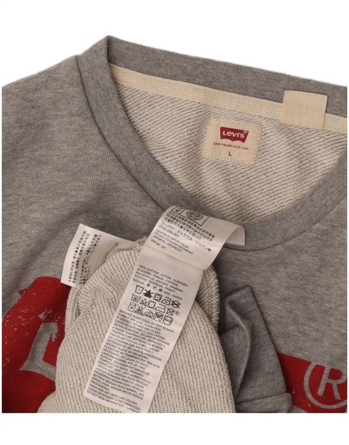 LEVI'S Womens Graphic Sweatshirt Jumper UK 16 Large Grey Cotton