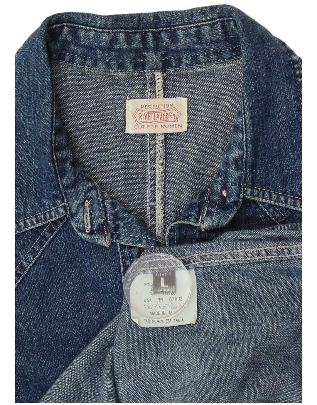 Vintage ženska traper košulja UK 16 Large Blue Cotton