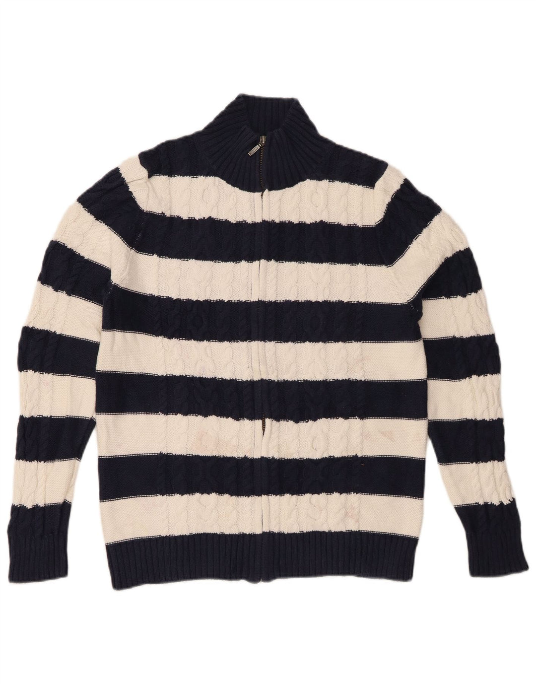 L.L.BEAN ženski kardigan pulover UK 14 Srednji tamnoplavi pamuk na pruge