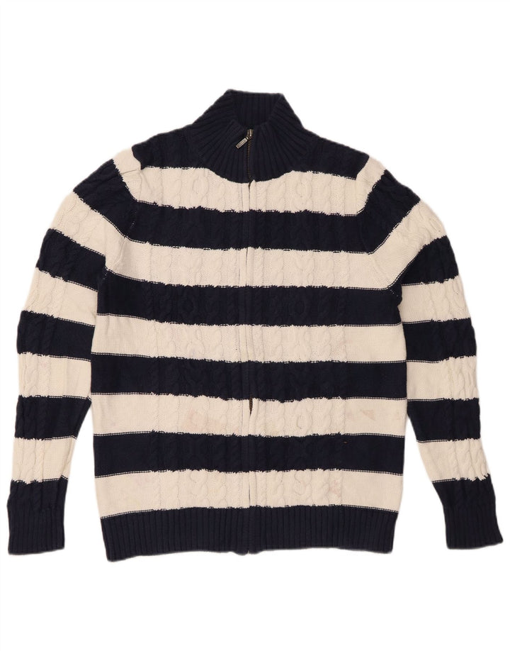 L.L.BEAN ženski kardigan pulover UK 14 Srednji tamnoplavi pamuk na pruge