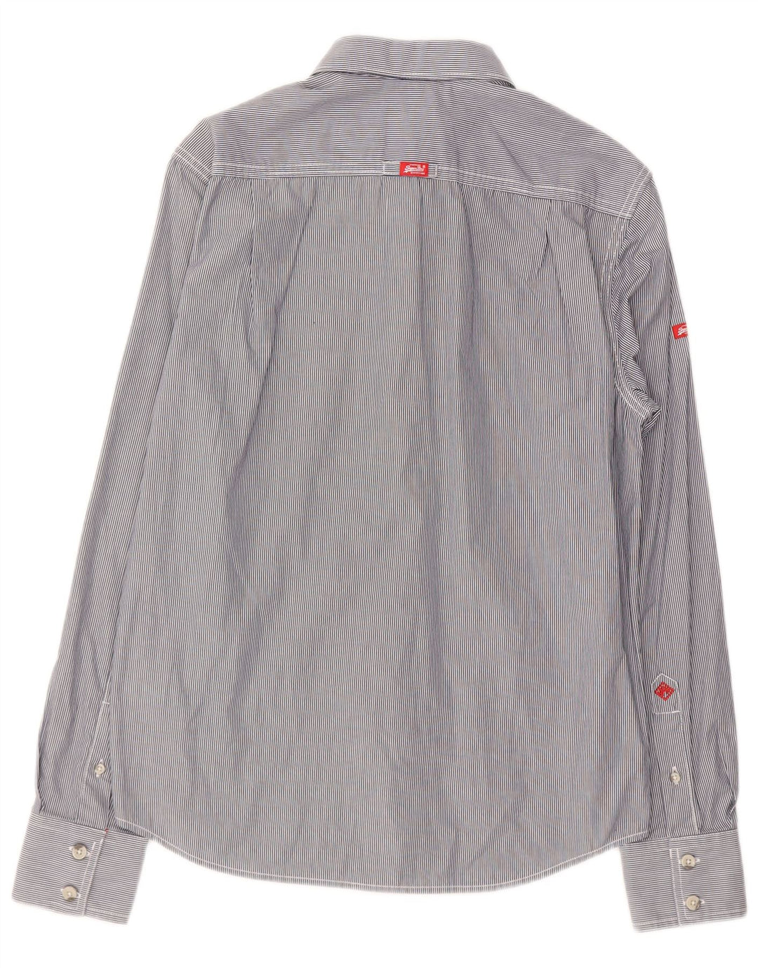 SUPERDRY Mens Shirt Large Blue Pinstripe Cotton