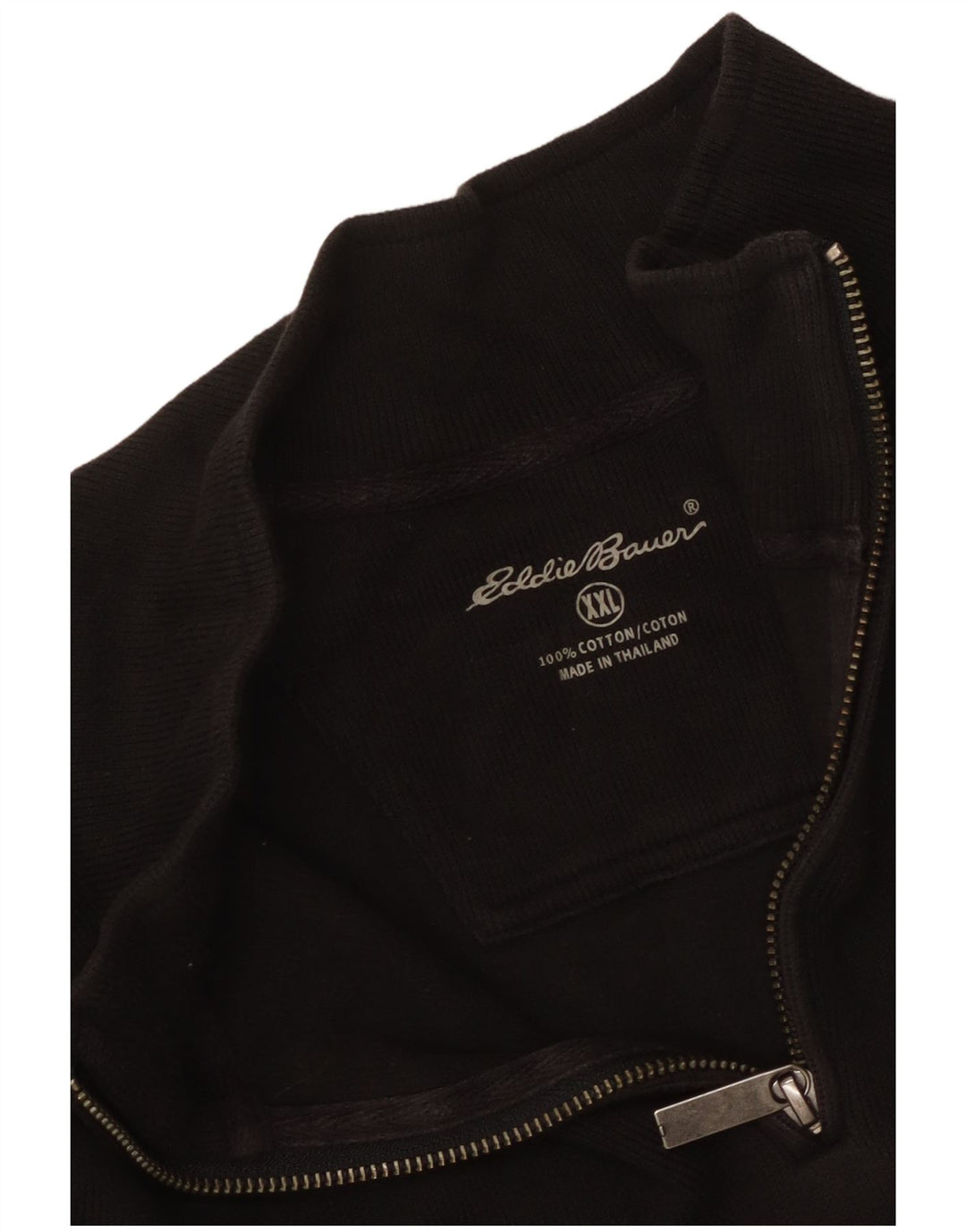 EDDIE BAUER Muška majica s izrezom s patentnim zatvaračem XL crni pamuk