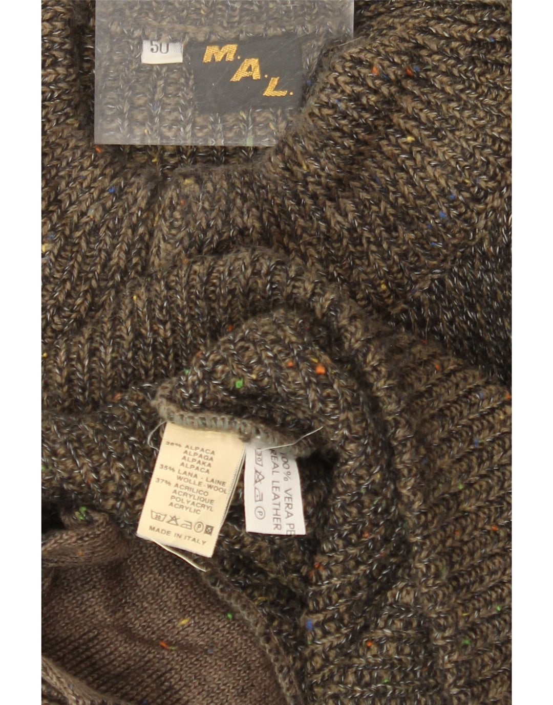 VINTAGE muški pulover slobodnog kroja IT 50 srednje boje kaki s pjegama