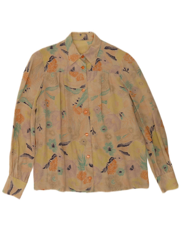 Vintage ženska košulja bluza UK 16 velika žuta cvjetna