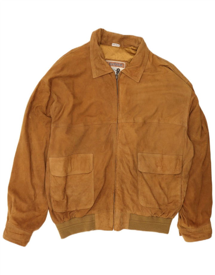 Vintage muška bomber jakna od brušene kože IT 56 3XL smeđa koža