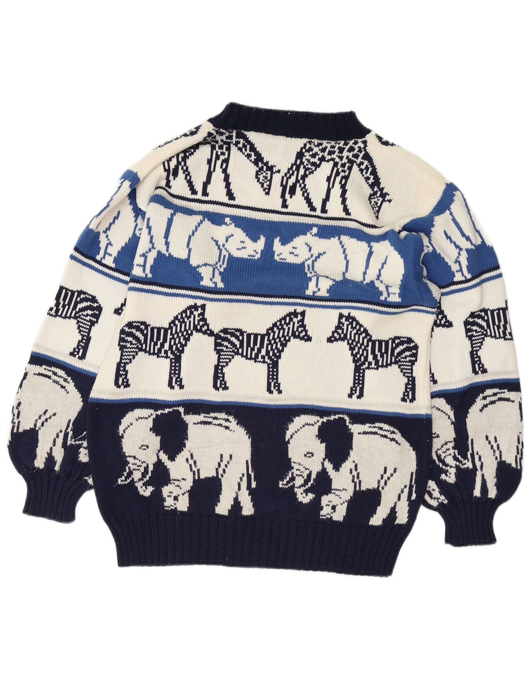 VINTAGE ženski džemper s okruglim izrezom UK 18 XL tamnoplavi životinjski print