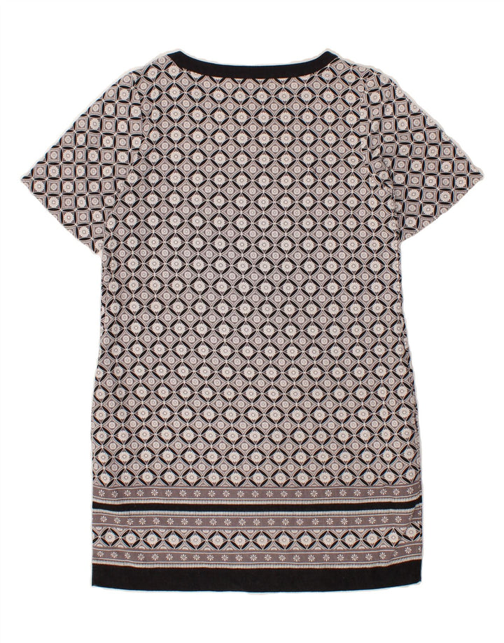 NEXT Womens Abstract Pattern Shift Dress UK 12 Medium Grey Linen Vintage Next and Second-Hand Next from Messina Hembry 