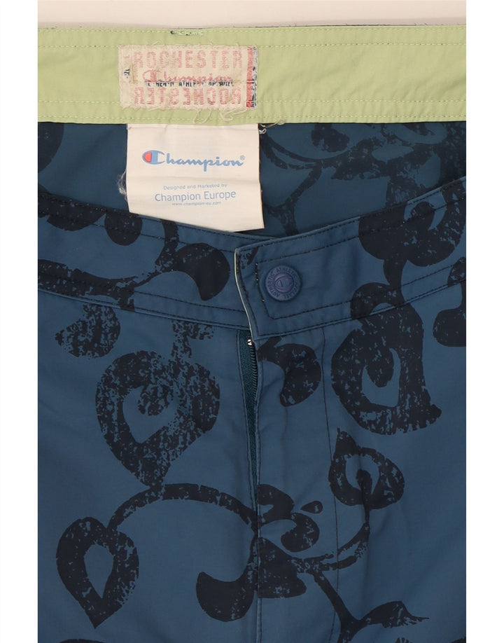 CHAMPION Mens Chino Shorts W34 Large  Blue Floral Polyamide Vintage Champion and Second-Hand Champion from Messina Hembry 