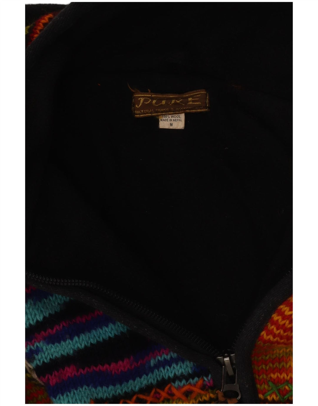 VINTAGE ženski kardigan pulover s kapuljačom UK 12 srednje raznobojne pruge