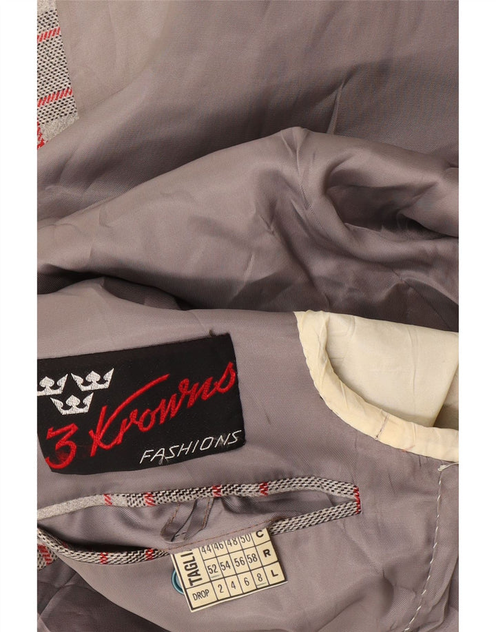 Vintage muška jakna s 2 gumba IT 52 XL sivi karirani