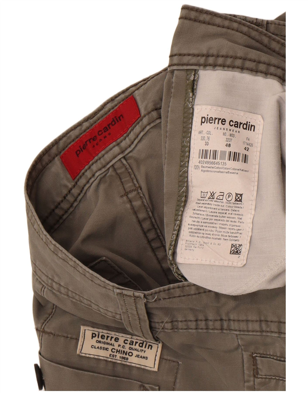 Pierre Cardin muške kargo bermude W33 srednje sivi pamuk