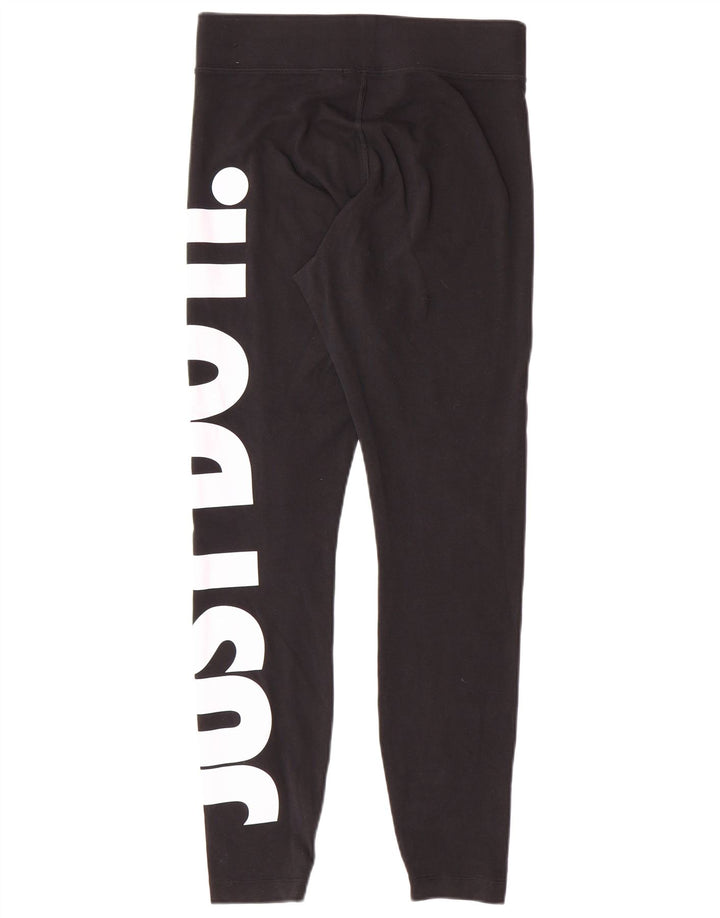 NIKE Womens Graphic Leggings UK 12 Medium  Black Cotton
