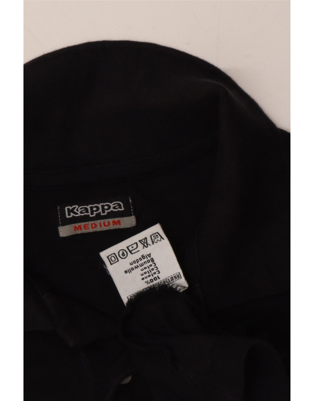 KAPPA Mens Long Sleeve Polo Shirt Medium Black Cotton Vintage Kappa and Second-Hand Kappa from Messina Hembry 