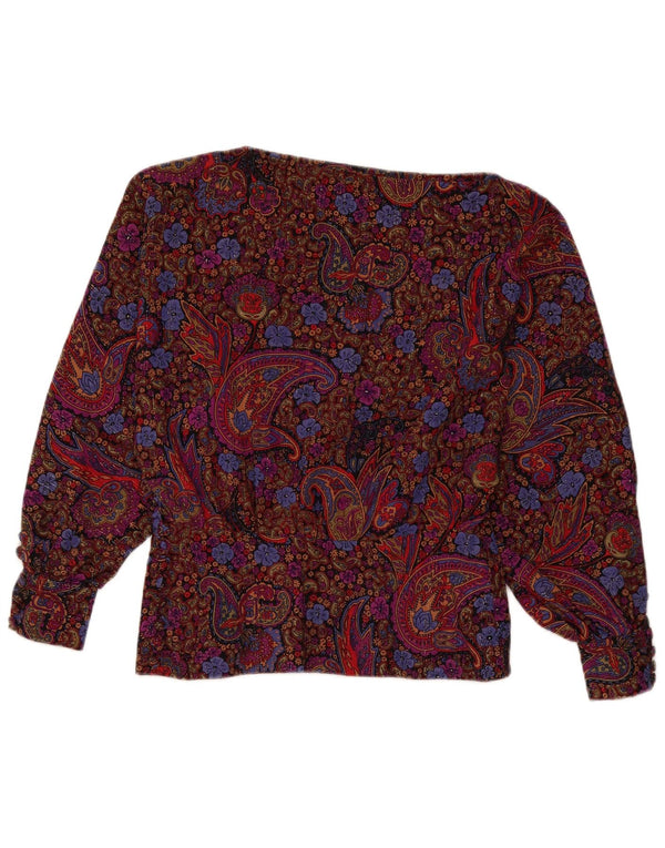 Vintage ženski gornji dio bluze dugih rukava UK 12, srednje raznobojni paisley