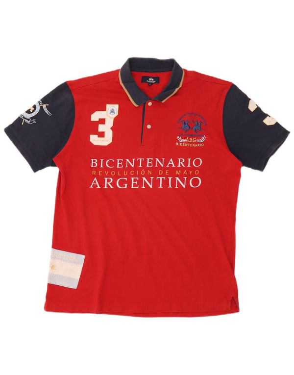 La Martina Mens Bicentenario de Revolucion Mayo Rugby Polo majica XL crvena