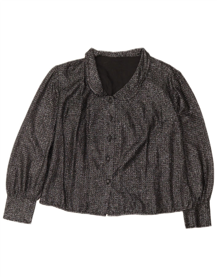 VINTAGE Ženska košulja bluza UK 16 Velika crna