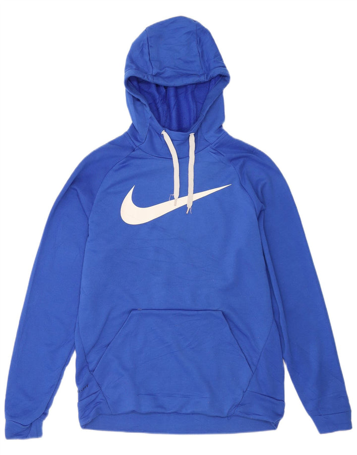 Nike Dri Fit grafički džemper s kapuljačom Srednje plavi poliester