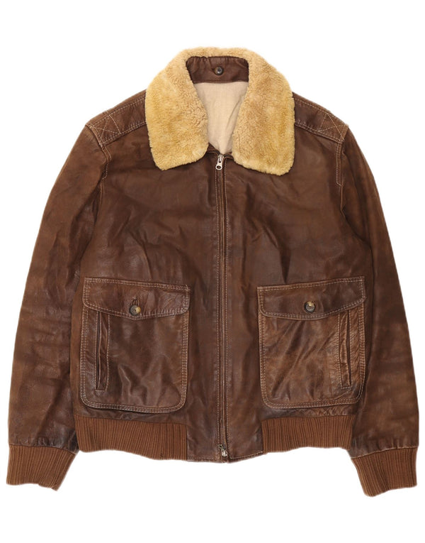 Vintage muška kožna jakna IT 52 XL smeđa koža