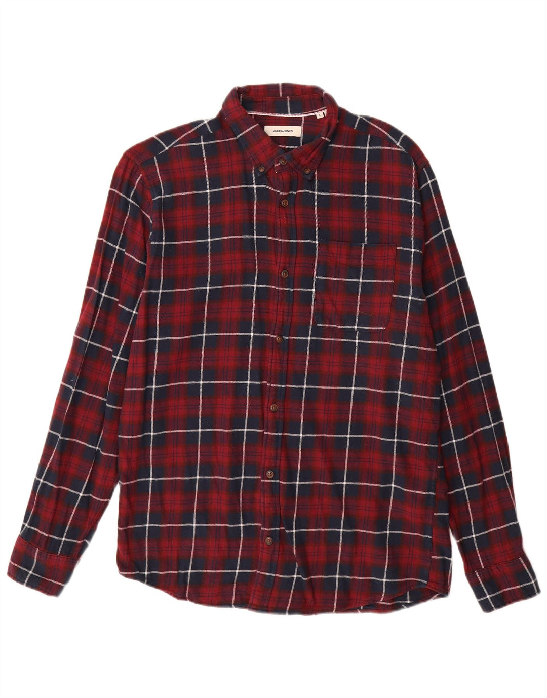 JACK & JONES Muška flanelska košulja, veliki bordo karirani pamuk