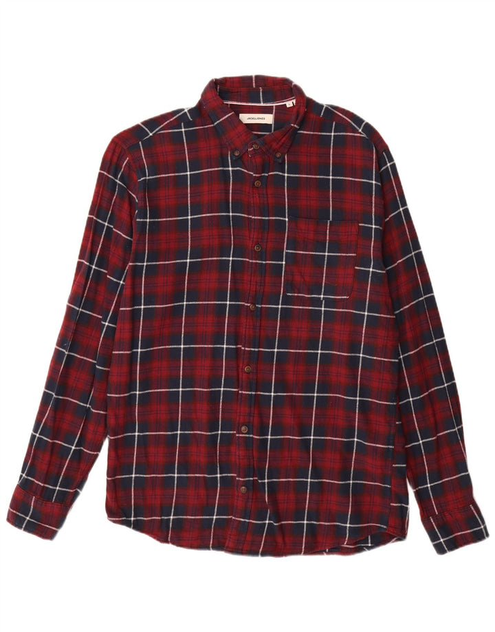 JACK & JONES Muška flanelska košulja, veliki bordo karirani pamuk