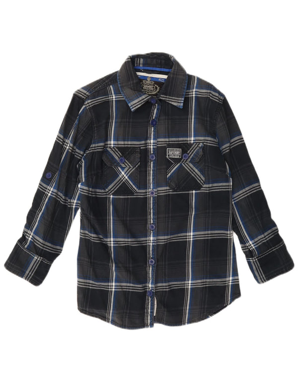 Superdry ženska flanelska košulja UK 14 srednje tamnoplavi karirani pamuk
