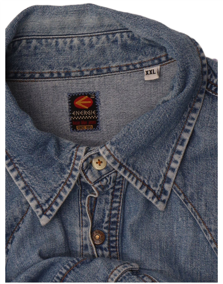 Energie muška traper košulja 2XL plavi pamuk