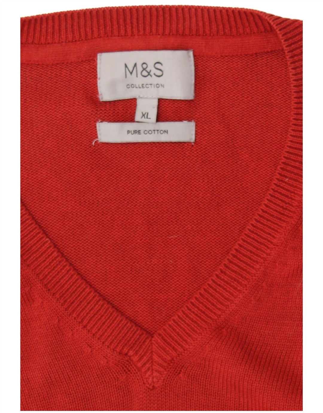 Marks & Spencer muški džemper s V-izrezom XL, crveni pamuk