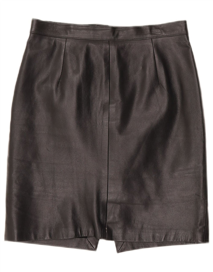 Vintage Womens Mini Leather Skirt W28 Medium Black