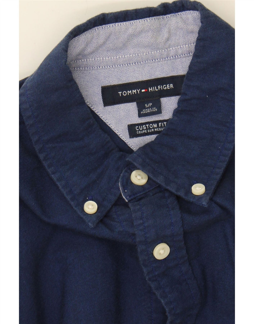 TOMMY HILFIGER Mens Custom Fit Shirt Small Navy Blue Cotton Vintage Tommy Hilfiger and Second-Hand Tommy Hilfiger from Messina Hembry 