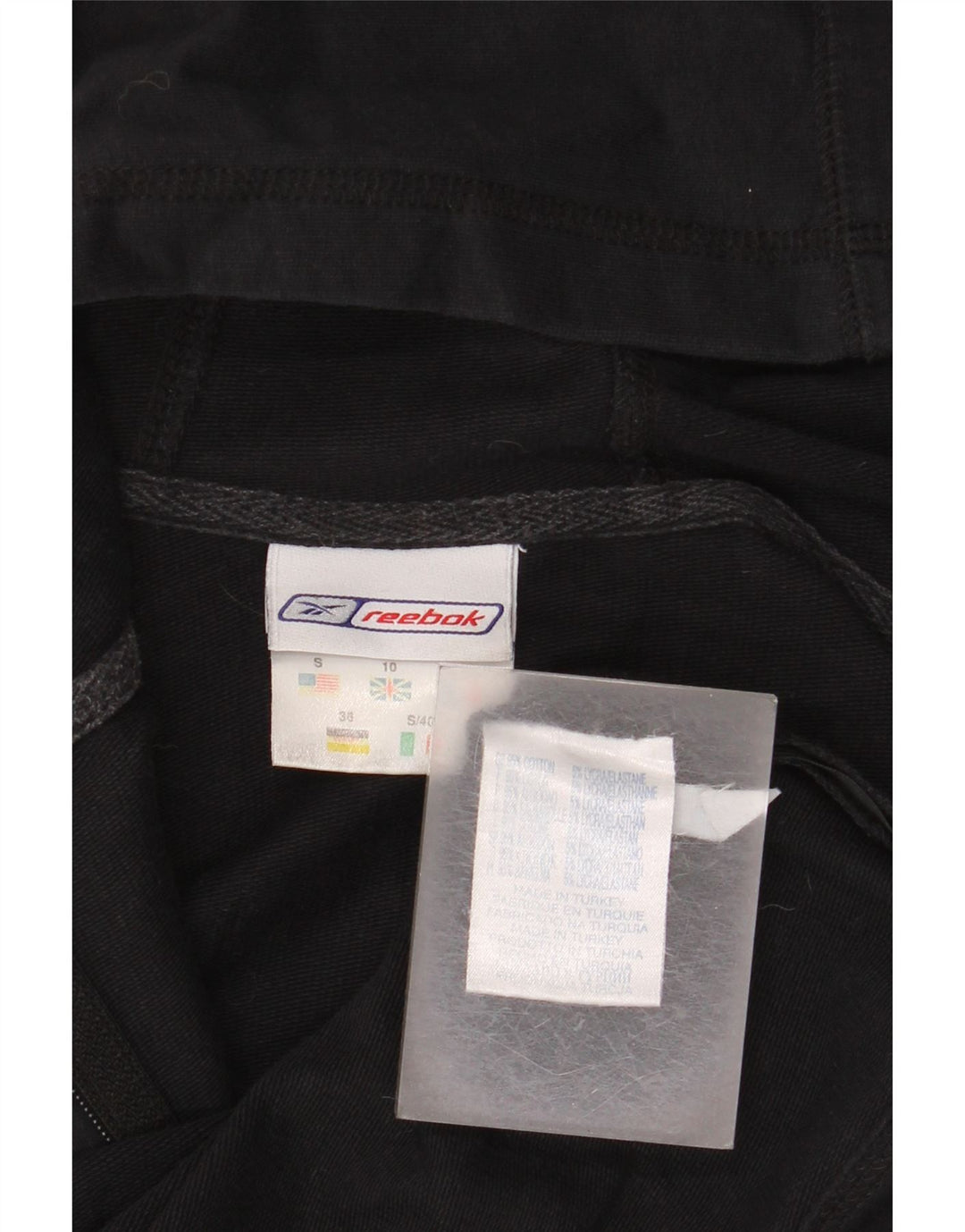 REEBOK Ženski pulover s kapuljačom s patentnim zatvaračem UK 10 Mali crni pamuk