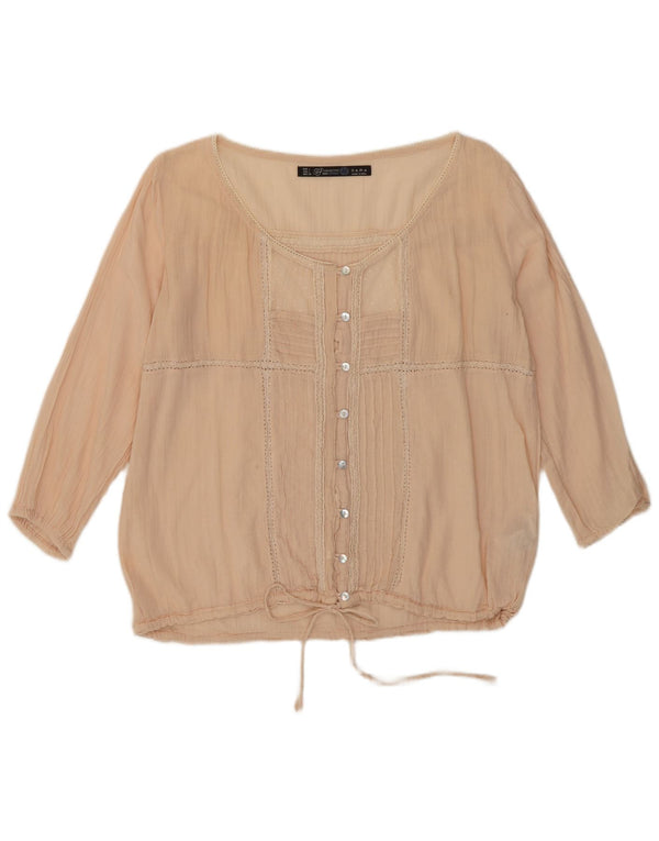 Zara ženska košulja bluza UK 16 Veliki ružičasti pamuk