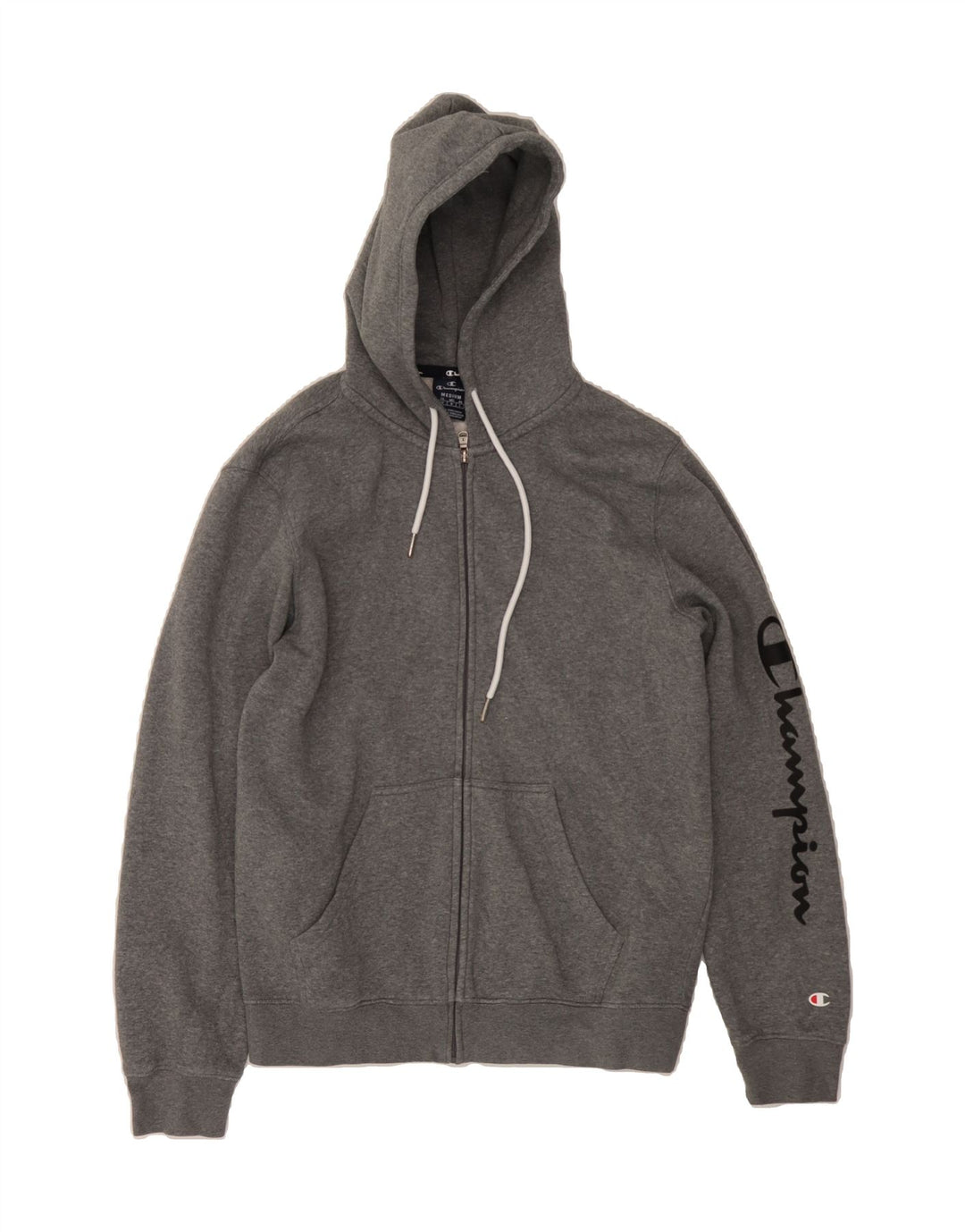 CHAMPION Mens Graphic Zip Hoodie Sweater Medium Grey Cotton Vintage Champion and Second-Hand Champion from Messina Hembry 