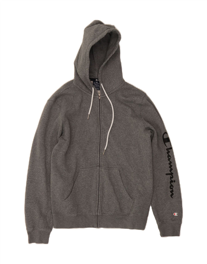 CHAMPION Mens Graphic Zip Hoodie Sweater Medium Grey Cotton Vintage Champion and Second-Hand Champion from Messina Hembry 