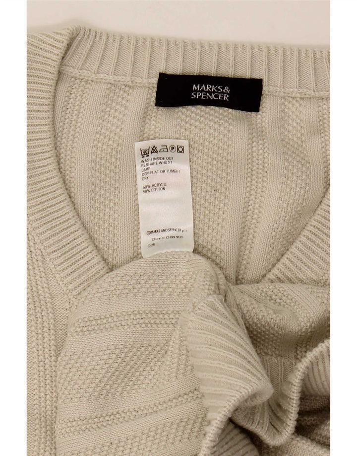 Marks & Spencer, veliki muški džemper s V-izrezom, veliki bež akril