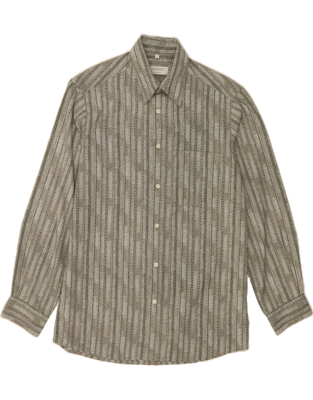 CANDA Mens Shirt Large Green Striped Polyester Vintage Canda and Second-Hand Canda from Messina Hembry 