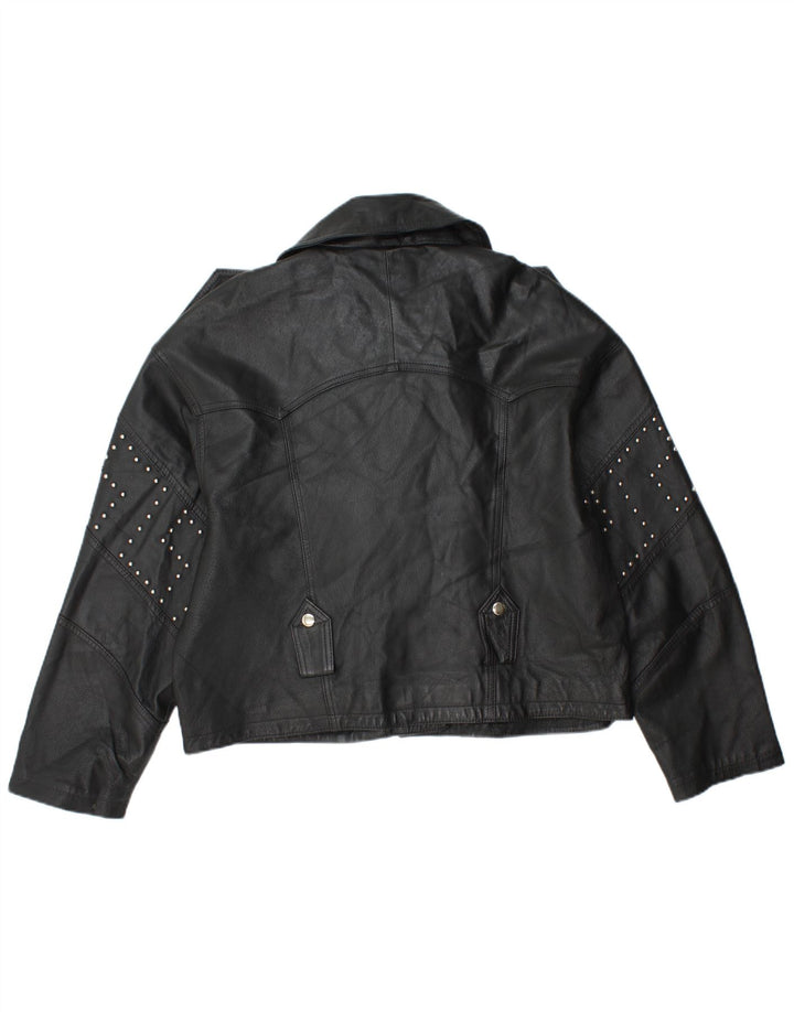 Front Line ženska kratka kožna biciklistička jakna UK 14 velika crna koža