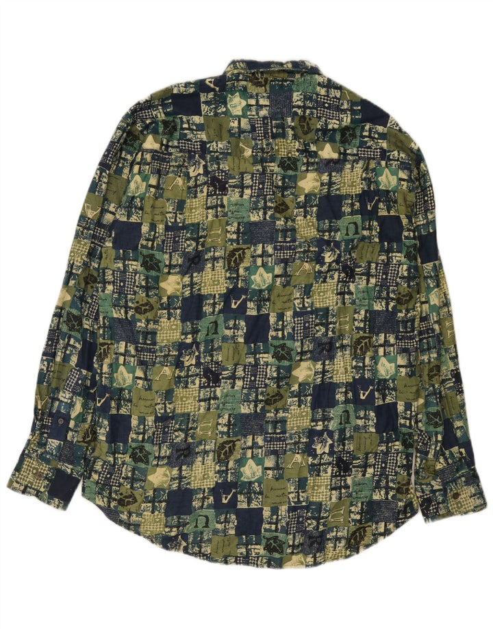Vintage muška košulja, veliki zeleni patchwork pamuk