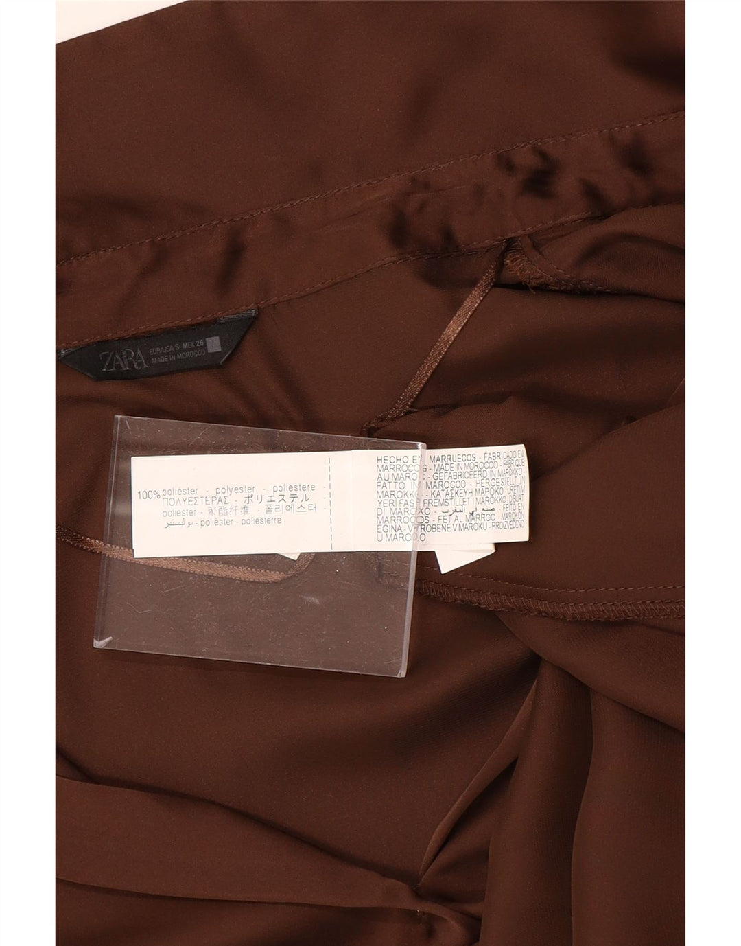 ZARA ženska prevelika košulja bluza UK 10 mali smeđi poliester