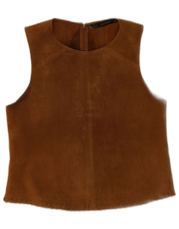 Zara ženski gornji dio bluze od antilopa bez rukava UK 6 XS, bež koža