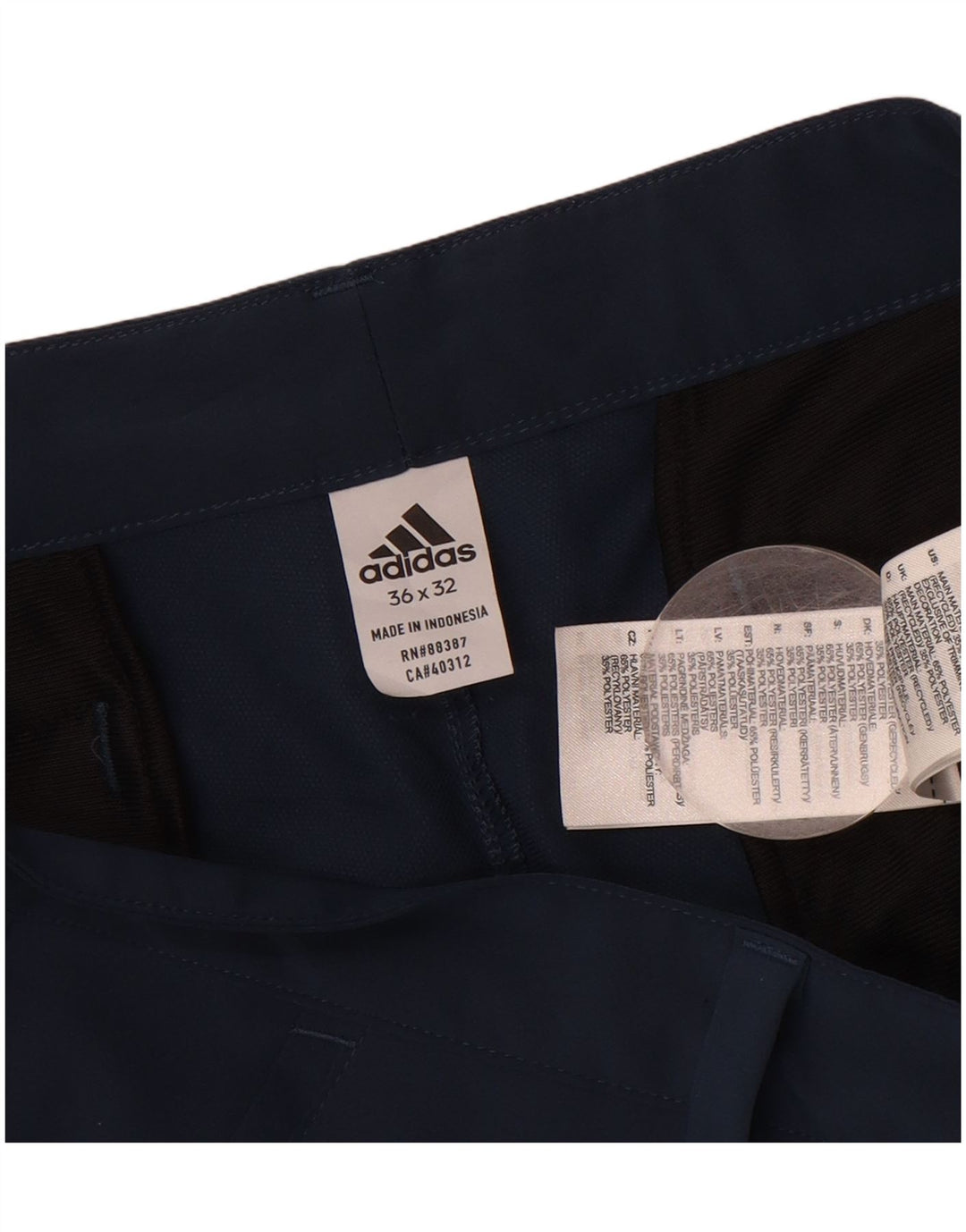 ADIDAS Mens Slim Chino Trousers W36 L30 Navy Blue Polyester