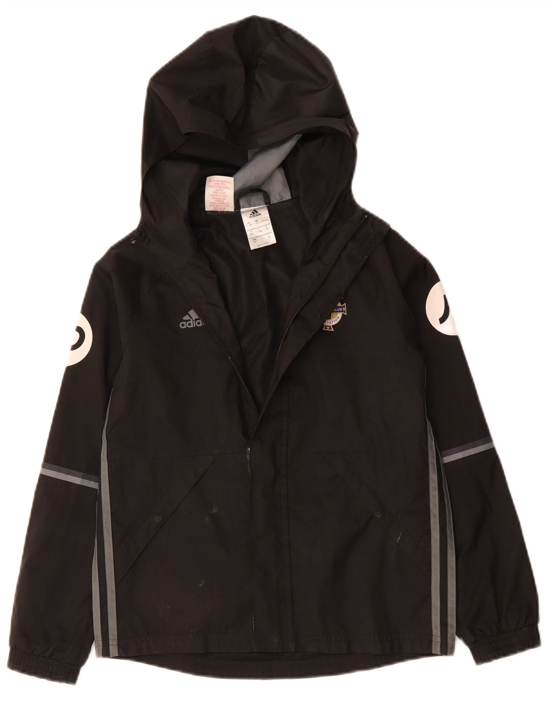Adidas dječačka vjetrovka s kapuljačom, 9-10 godina, crna poliesterska jakna