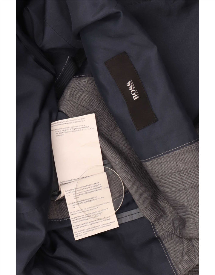 Hugo Boss muška jakna sa 2 gumba EU 48 Srednje siva karirana djevičanska vuna