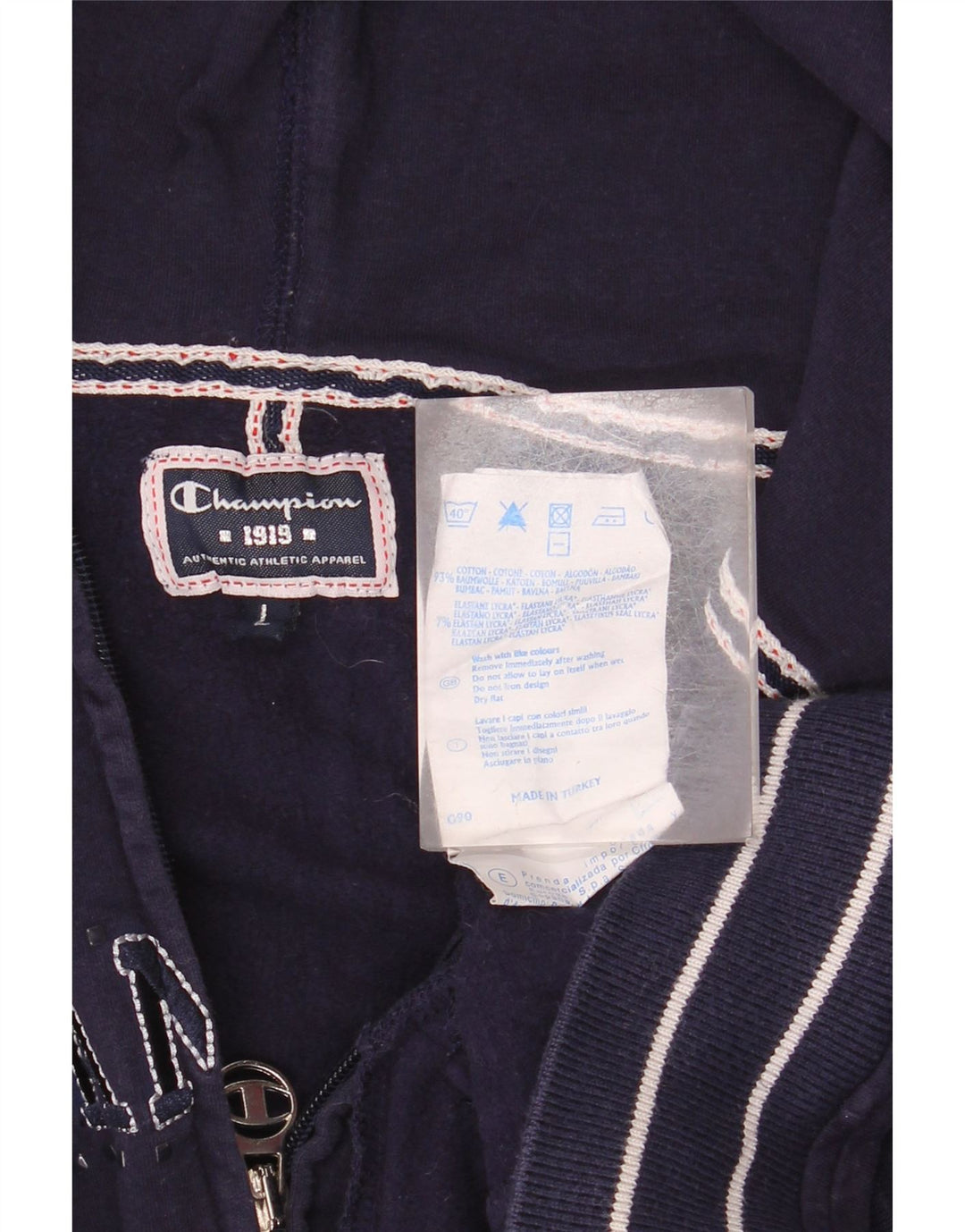 CHAMPION Ženska majica s kapuljačom s grafičkim patentnim zatvaračem UK 16 Veliki tamnoplavi pamuk