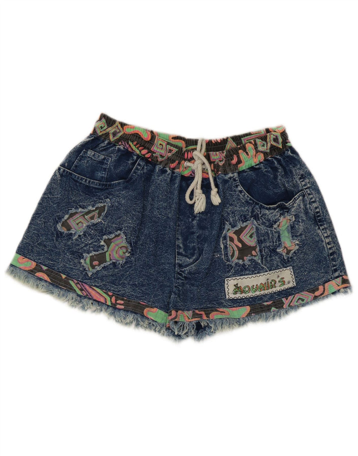 Vintage ženske traper kratke hlače srednje veličine W28 plavi patchwork