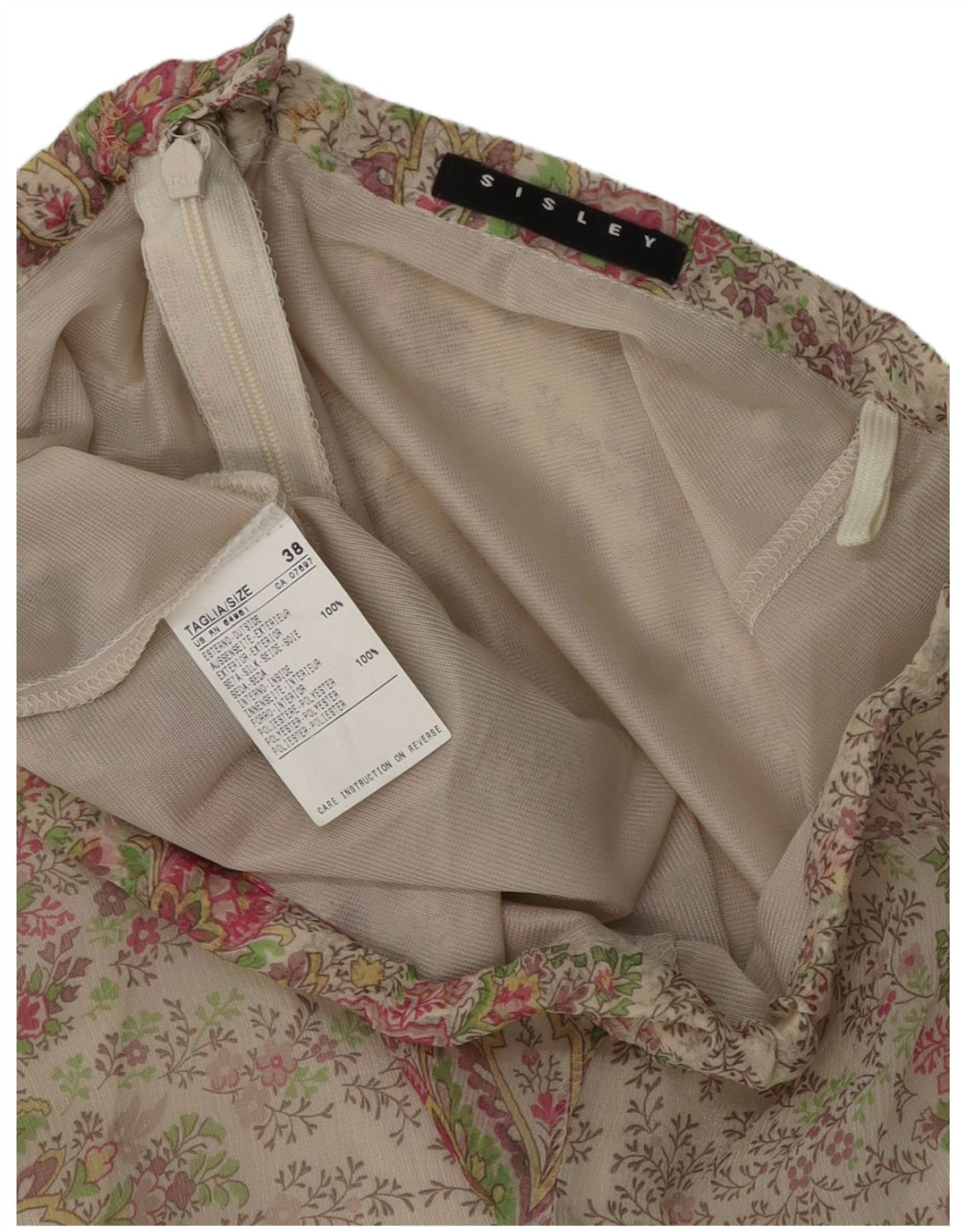 Sisley ženska asimetrična suknja IT 38 XS W26 Siva cvjetna svila