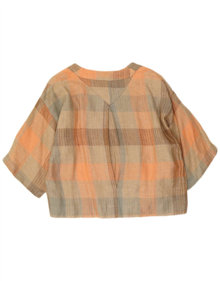 Vintage ženska kratko košulja bluza UK 16 Veliki šareni karo