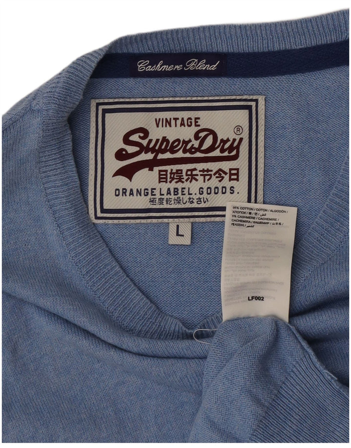 Superdry muški džemper s veznim izrezom, veliki plavi pamuk