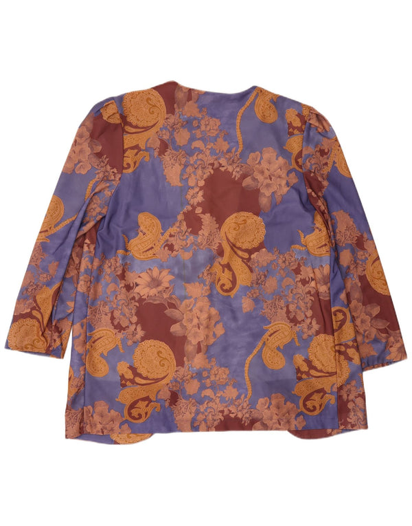 Vintage ženski kardigan dugih rukava UK 14 Veliki raznobojni cvjetni