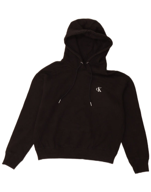 CALVIN KLEIN JEANS Ženska majica s kapuljačom UK 14 Srednje crni pamuk