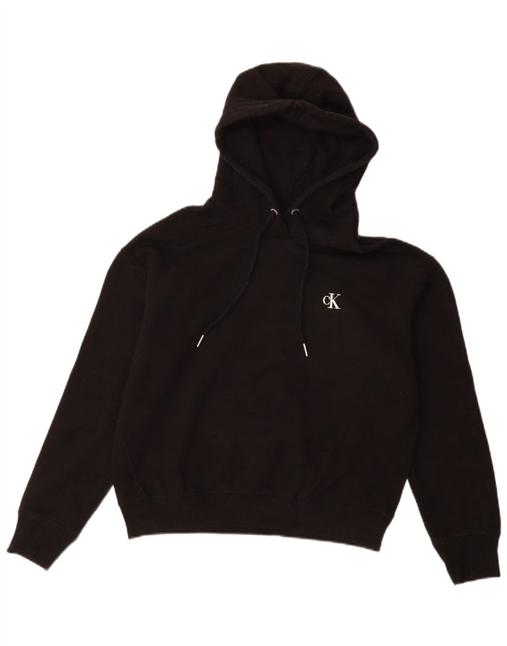 CALVIN KLEIN JEANS Ženska majica s kapuljačom UK 14 Srednje crni pamuk